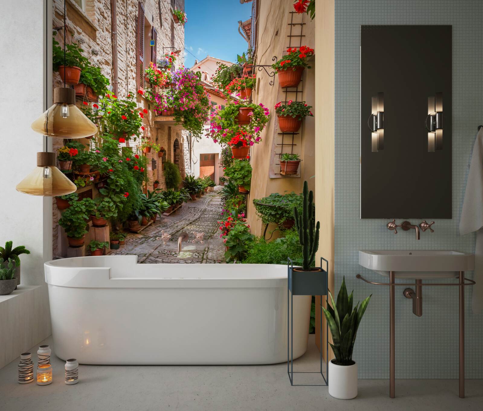 Фотошпалери стара вулиця з кам'яною бруківкою