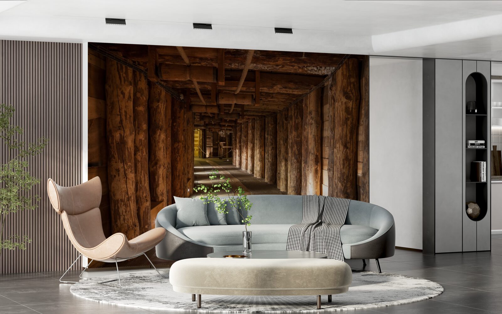 Фотошпалери підземний тунель з дерева