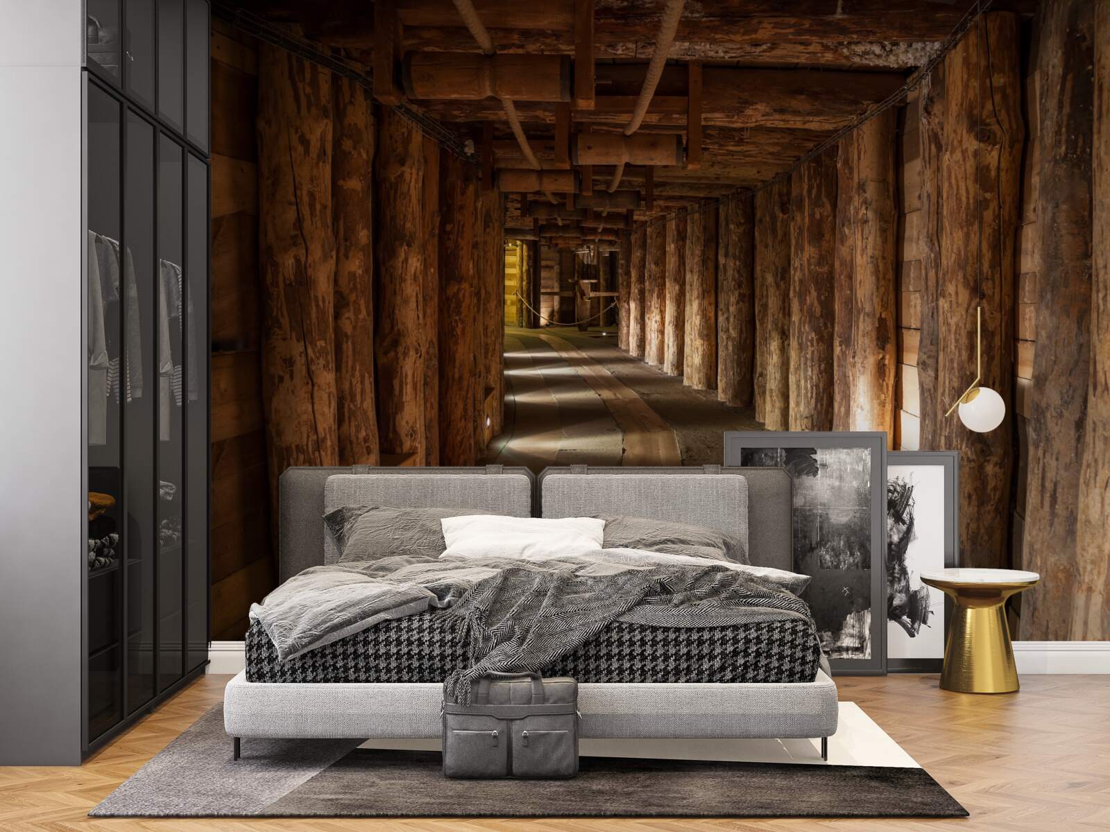 Фотошпалери підземний тунель з дерева