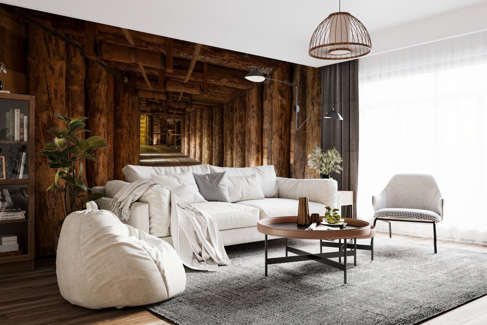 Фотошпалери підземний тунель з дерева