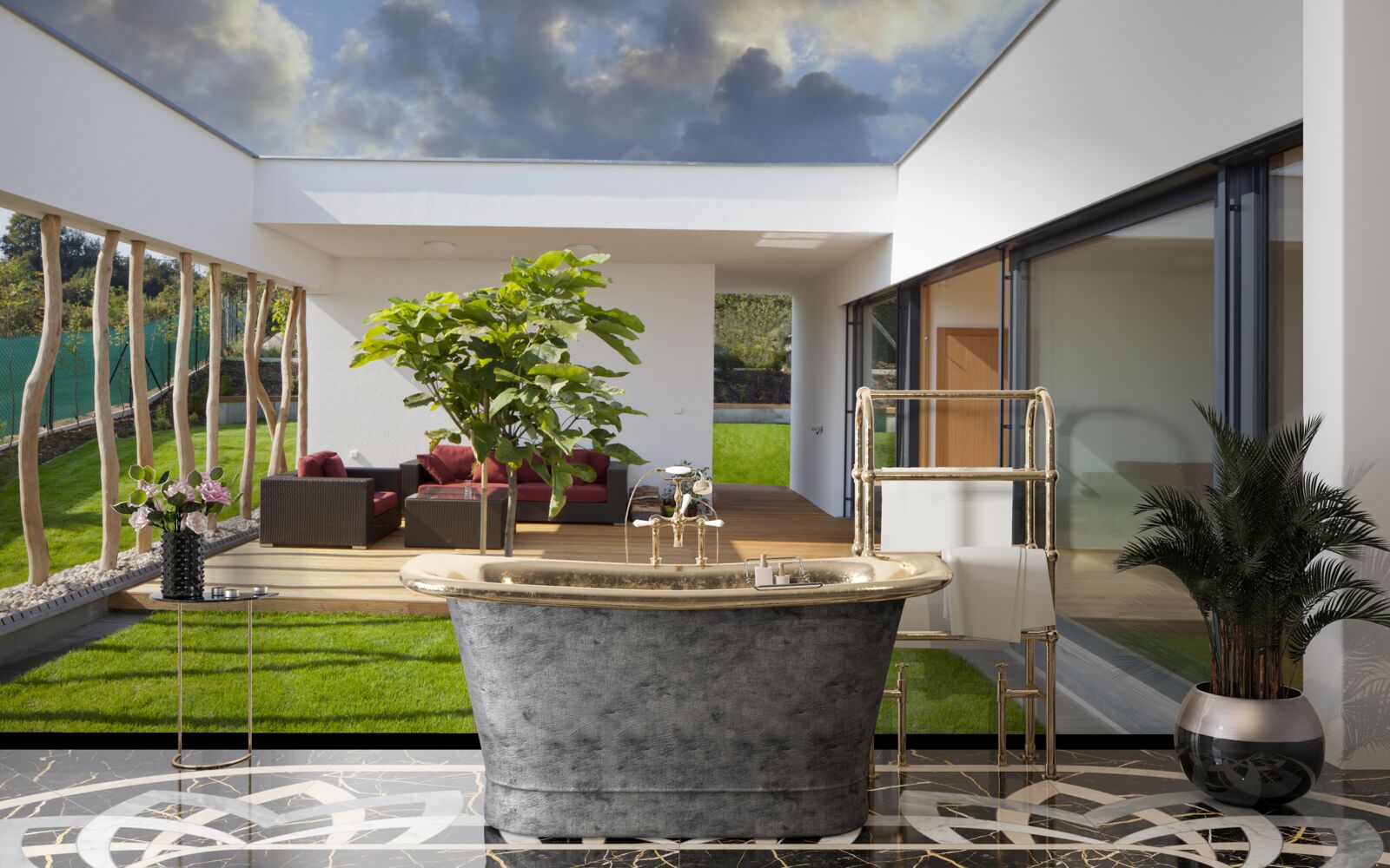 Фотошпалери модернізований дизайн інтер'єру приватного будинку