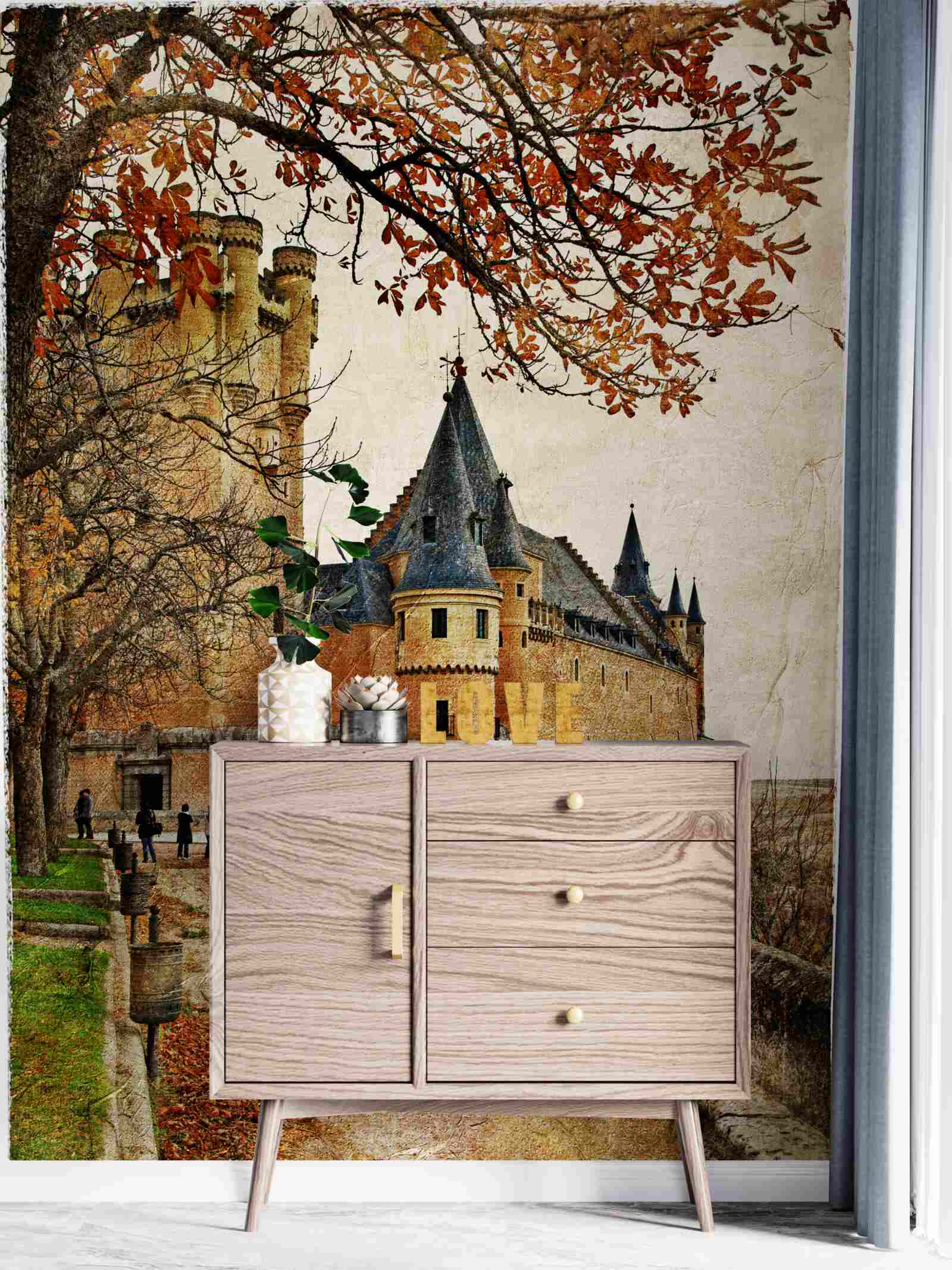 Фотошпалери Стежка до старовинного замку восени