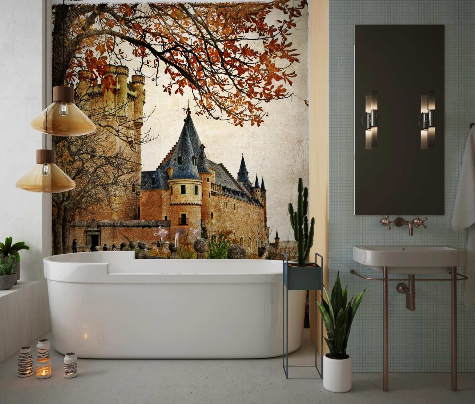 Фотошпалери Стежка до старовинного замку восени