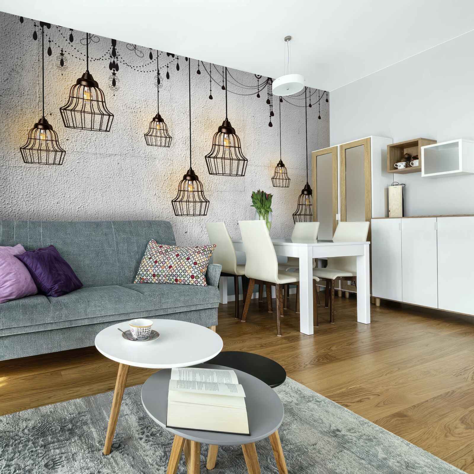 Фотошпалери антикварні лампи на сірому тлі