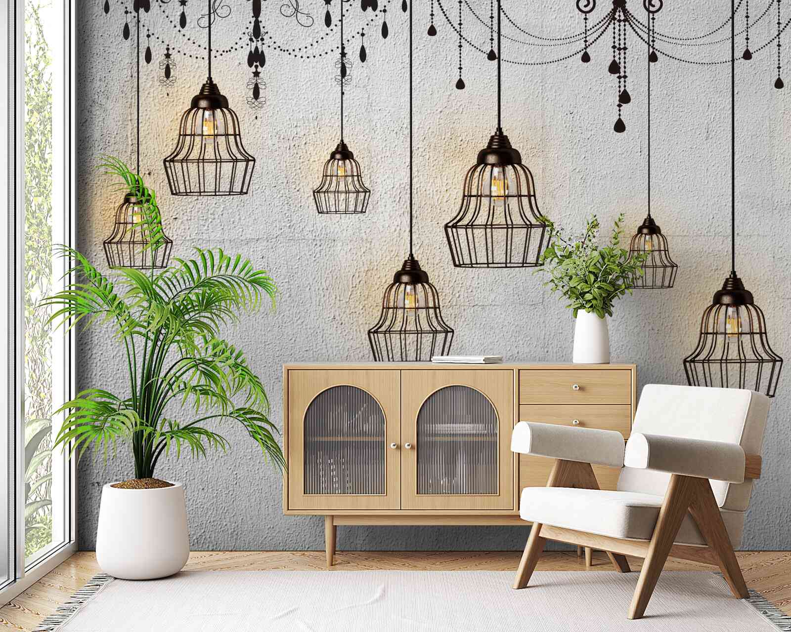 Фотошпалери антикварні лампи на сірому тлі