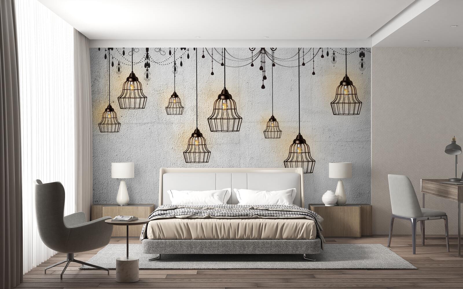 Фотошпалери антикварні лампи на сірому тлі