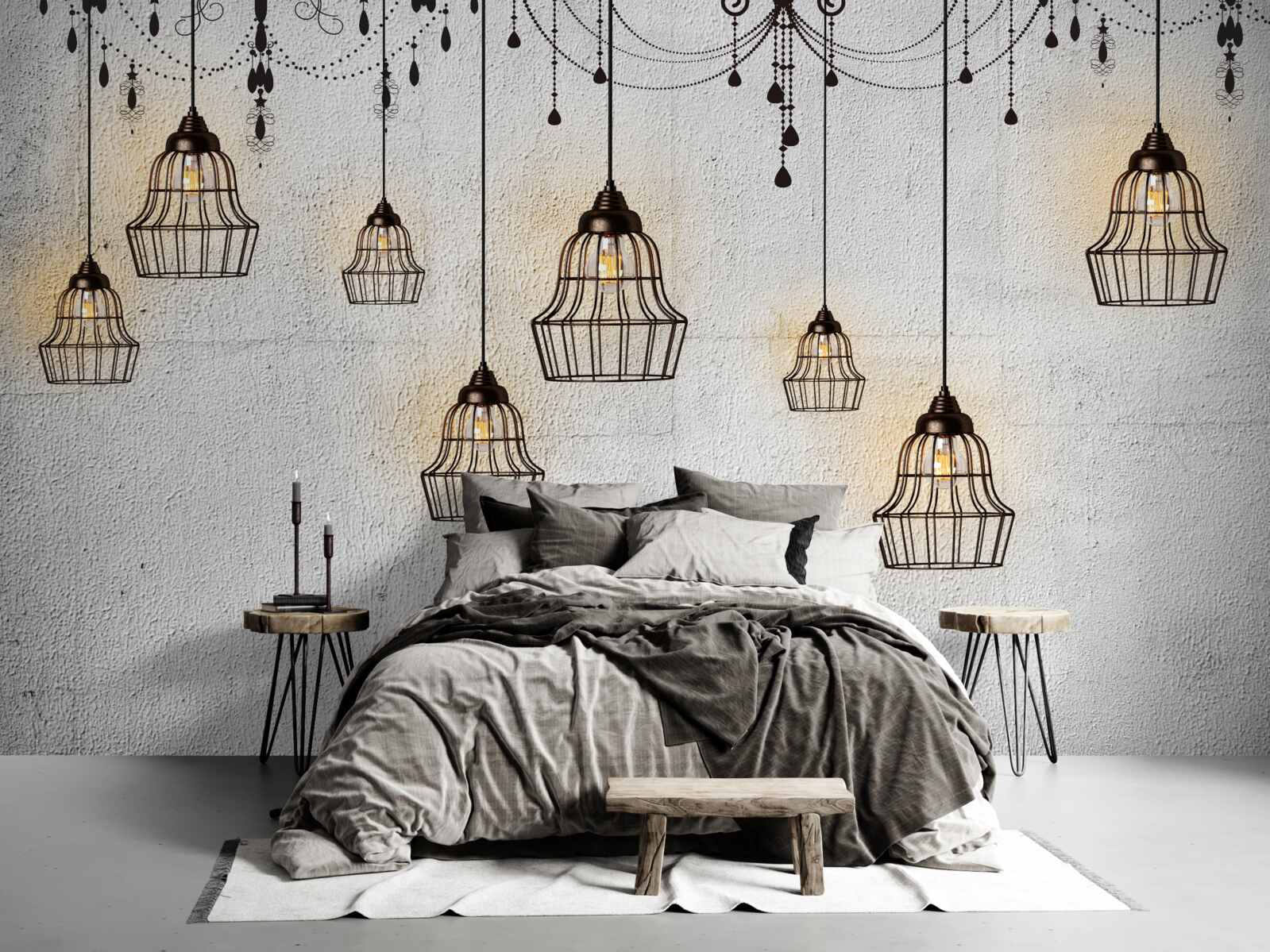 Фотошпалери антикварні лампи на сірому тлі