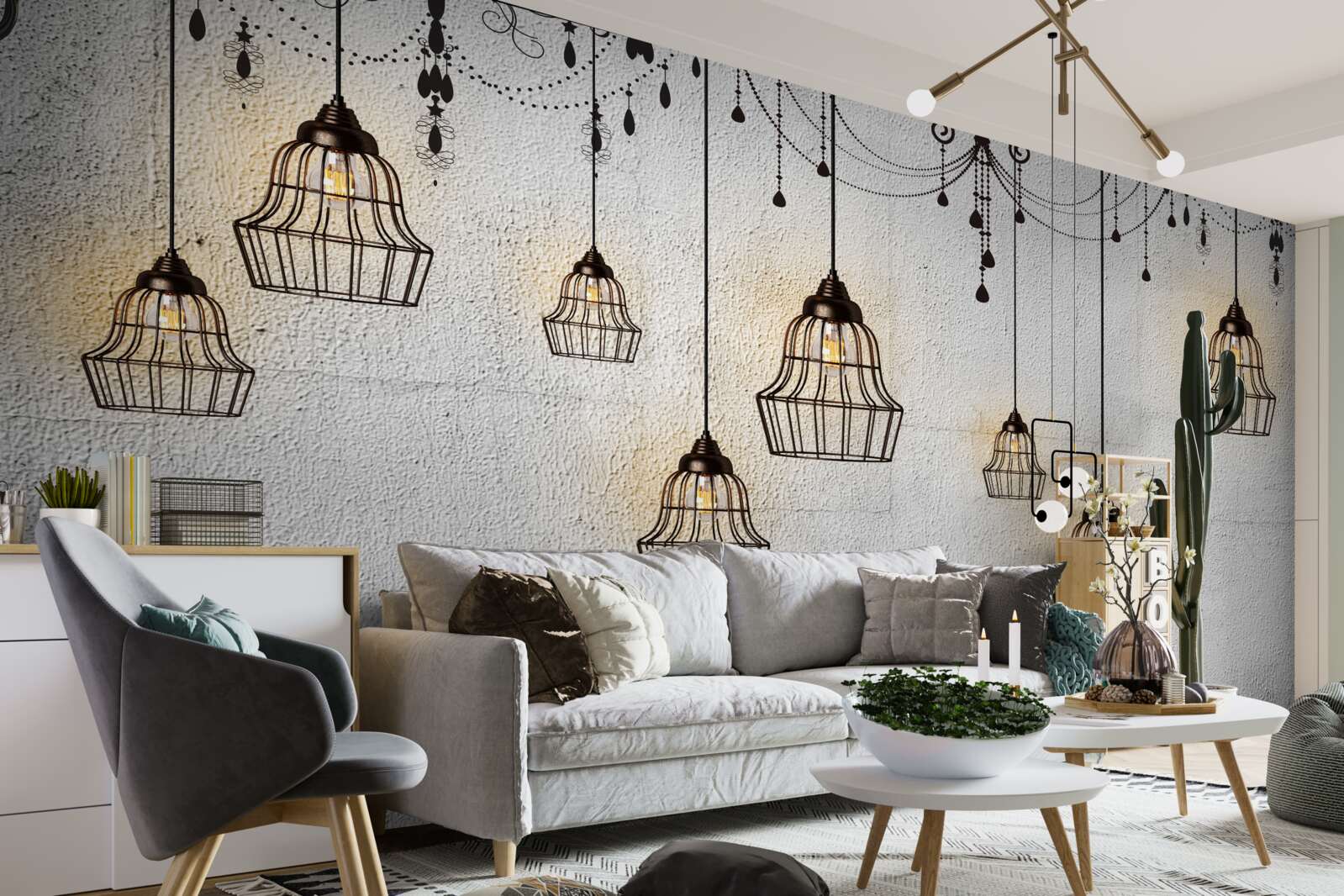 Фотошпалери антикварні лампи на сірому тлі