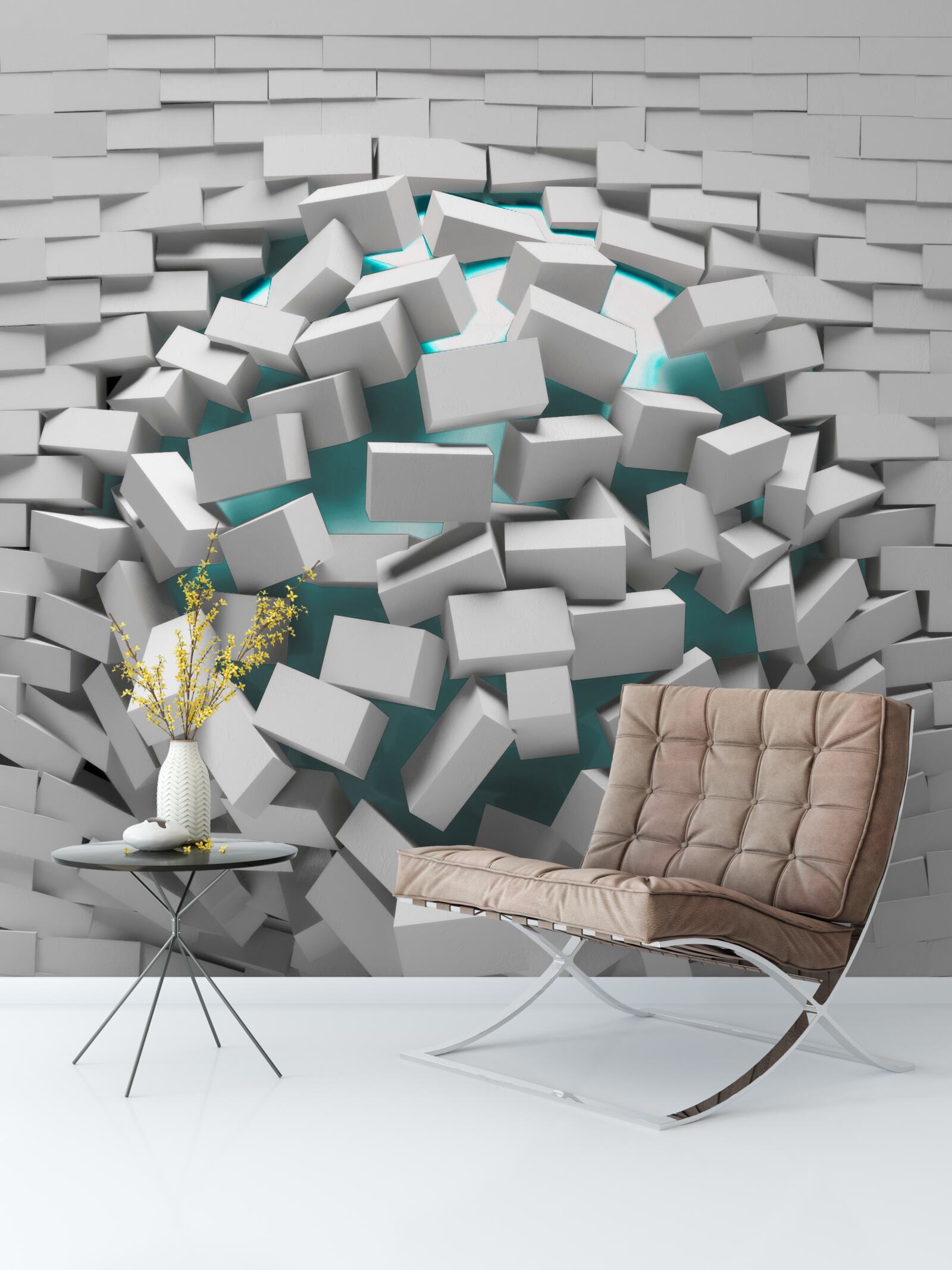 Фотошпалери цегла, пофарбована в білий колір, відшаровується