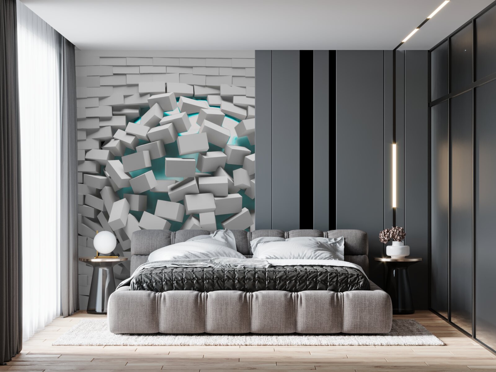 Фотошпалери цегла, пофарбована в білий колір, відшаровується