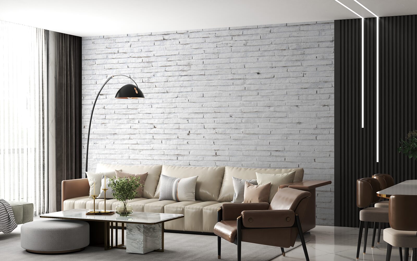 Фотошпалери Стіна цегляна, з ідеальним білим кольором