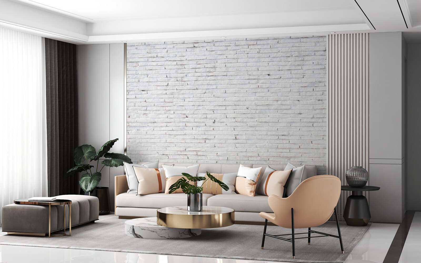 Фотошпалери Стіна цегляна, з ідеальним білим кольором