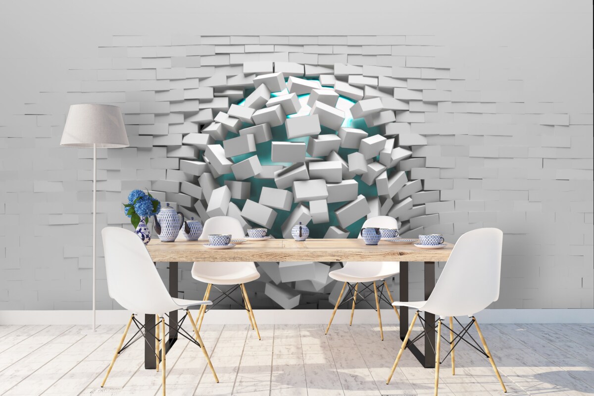 Фотошпалери колосальна діра в цегляній стіні