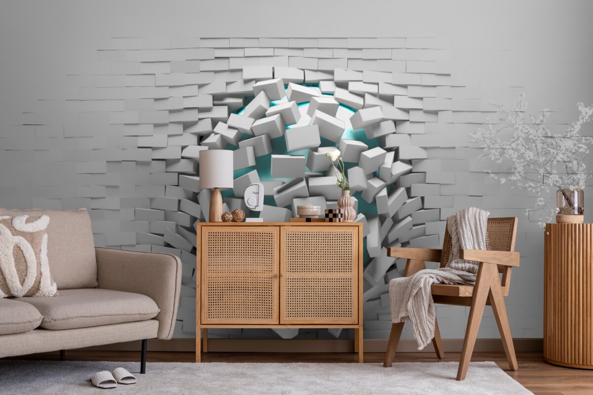 Фотошпалери колосальна діра в цегляній стіні