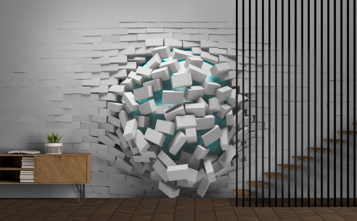 Фотошпалери колосальна діра в цегляній стіні