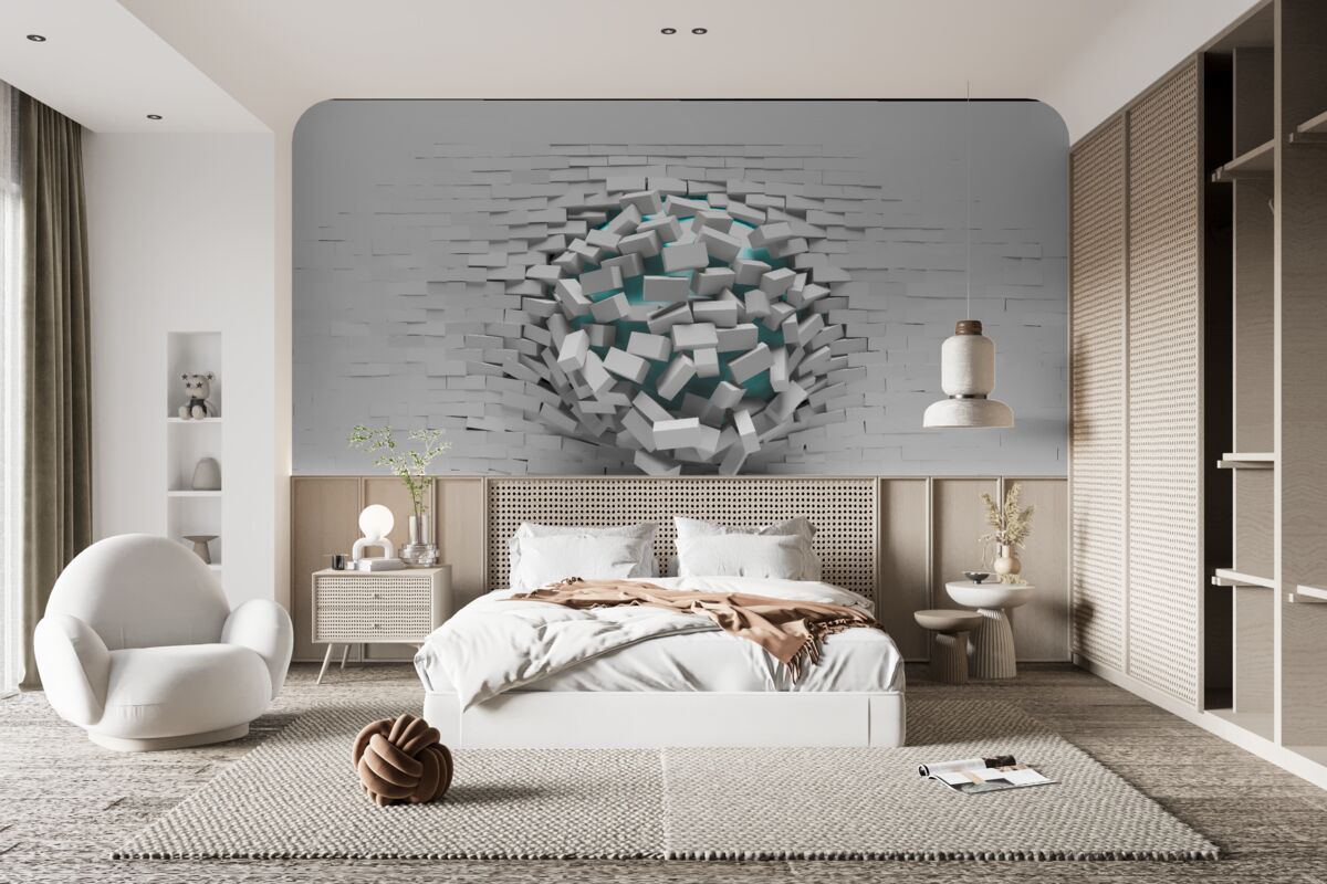 Фотошпалери колосальна діра в цегляній стіні