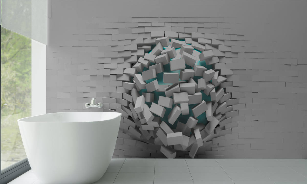 Фотошпалери колосальна діра в цегляній стіні