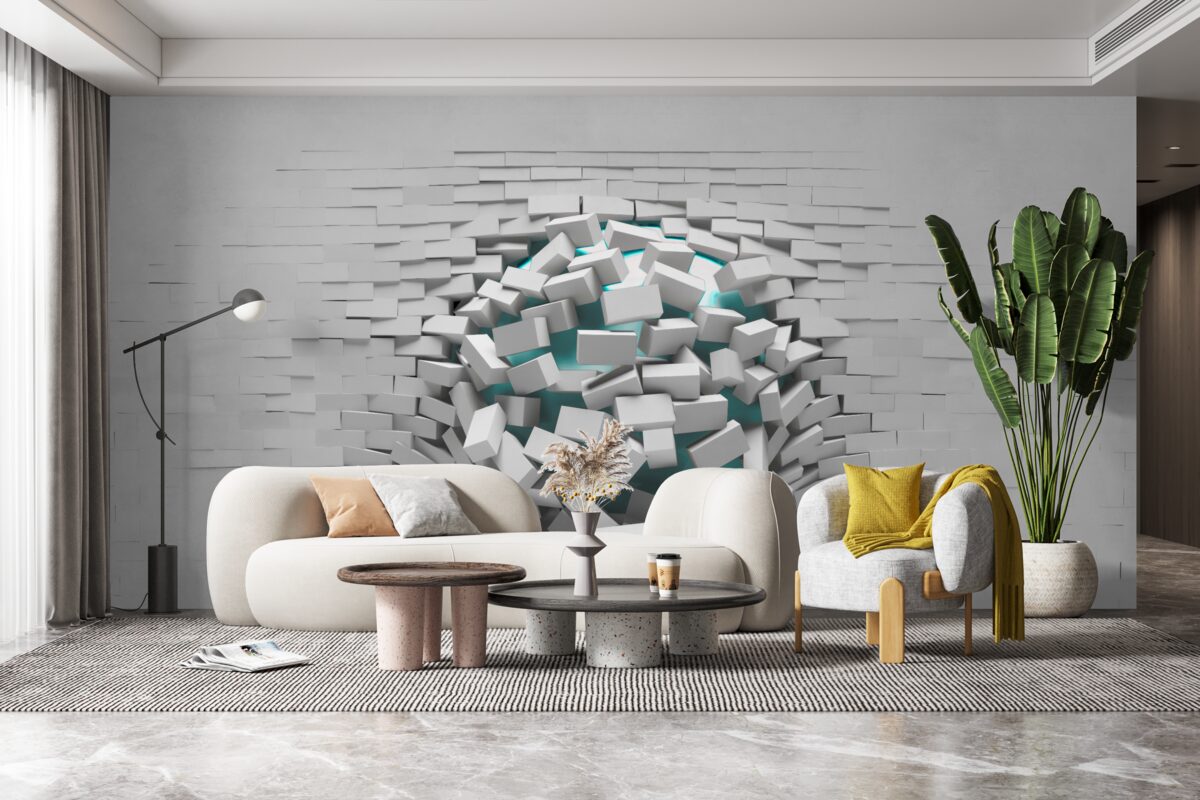 Фотошпалери колосальна діра в цегляній стіні