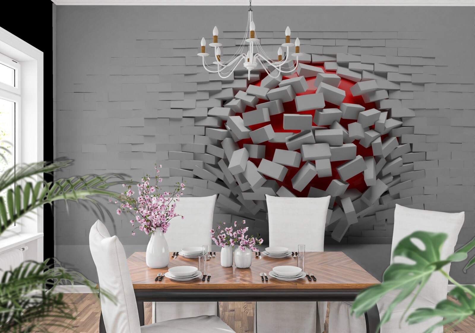 Фотошпалери Стіна, що падає з цегли