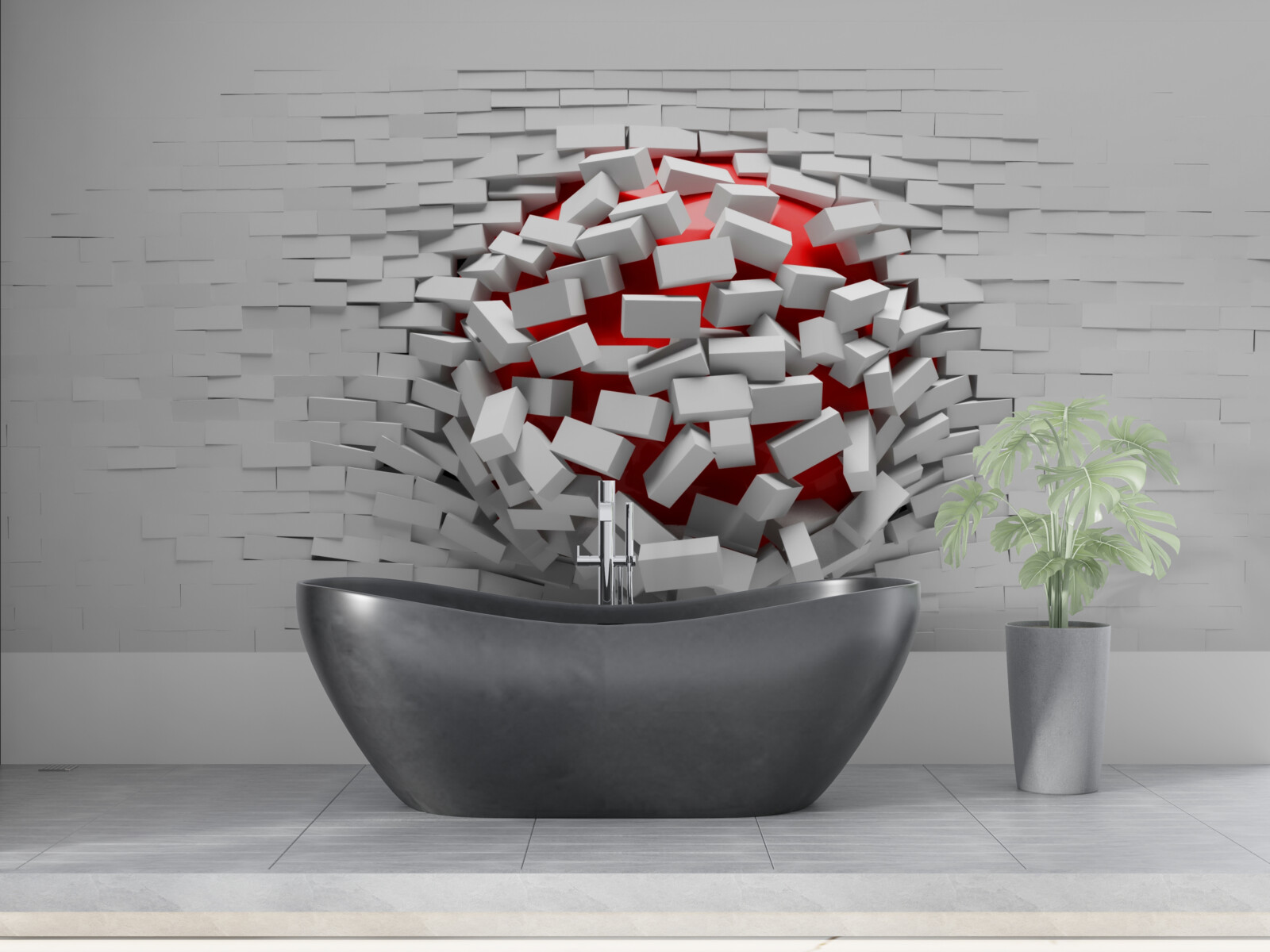 Фотошпалери Стіна, що падає з цегли