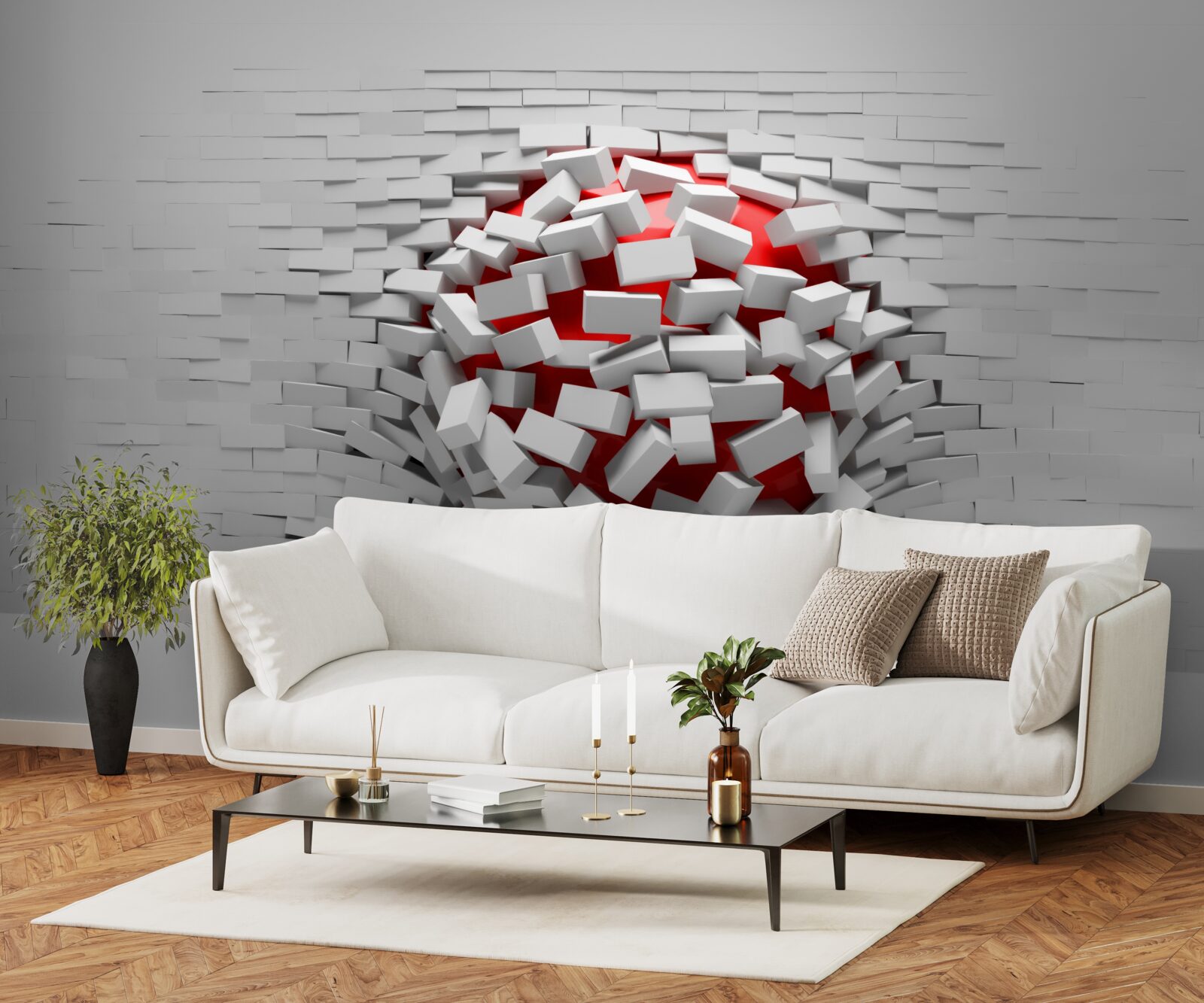 Фотошпалери Стіна, що падає з цегли