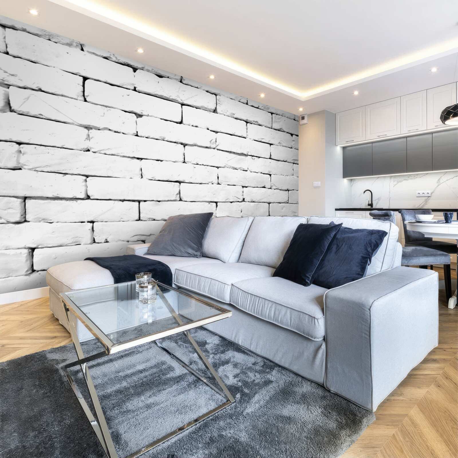 Фотошпалери Цегляна стіна, ретельно оброблена в білому кольорі