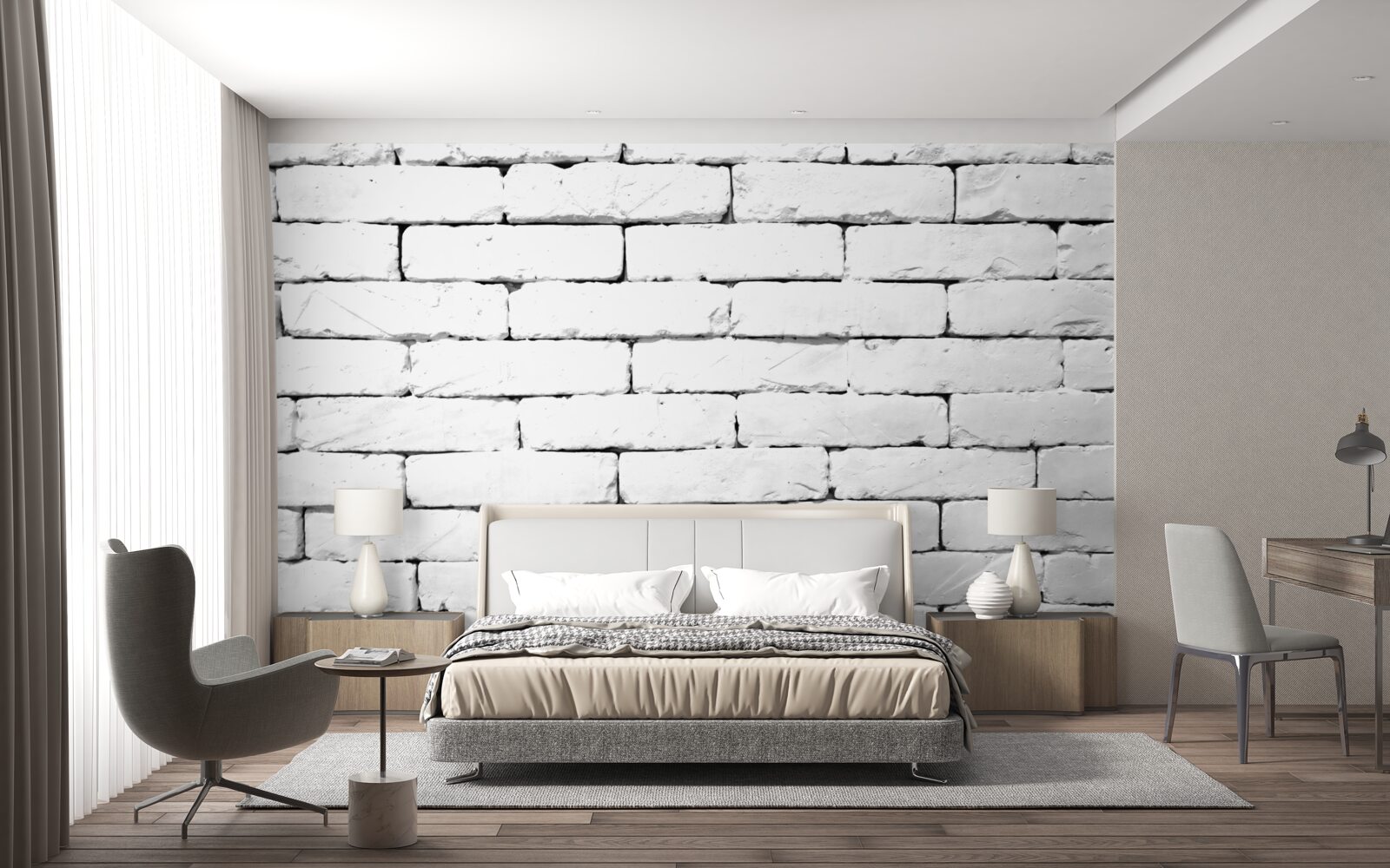 Фотошпалери Цегляна стіна, ретельно оброблена в білому кольорі