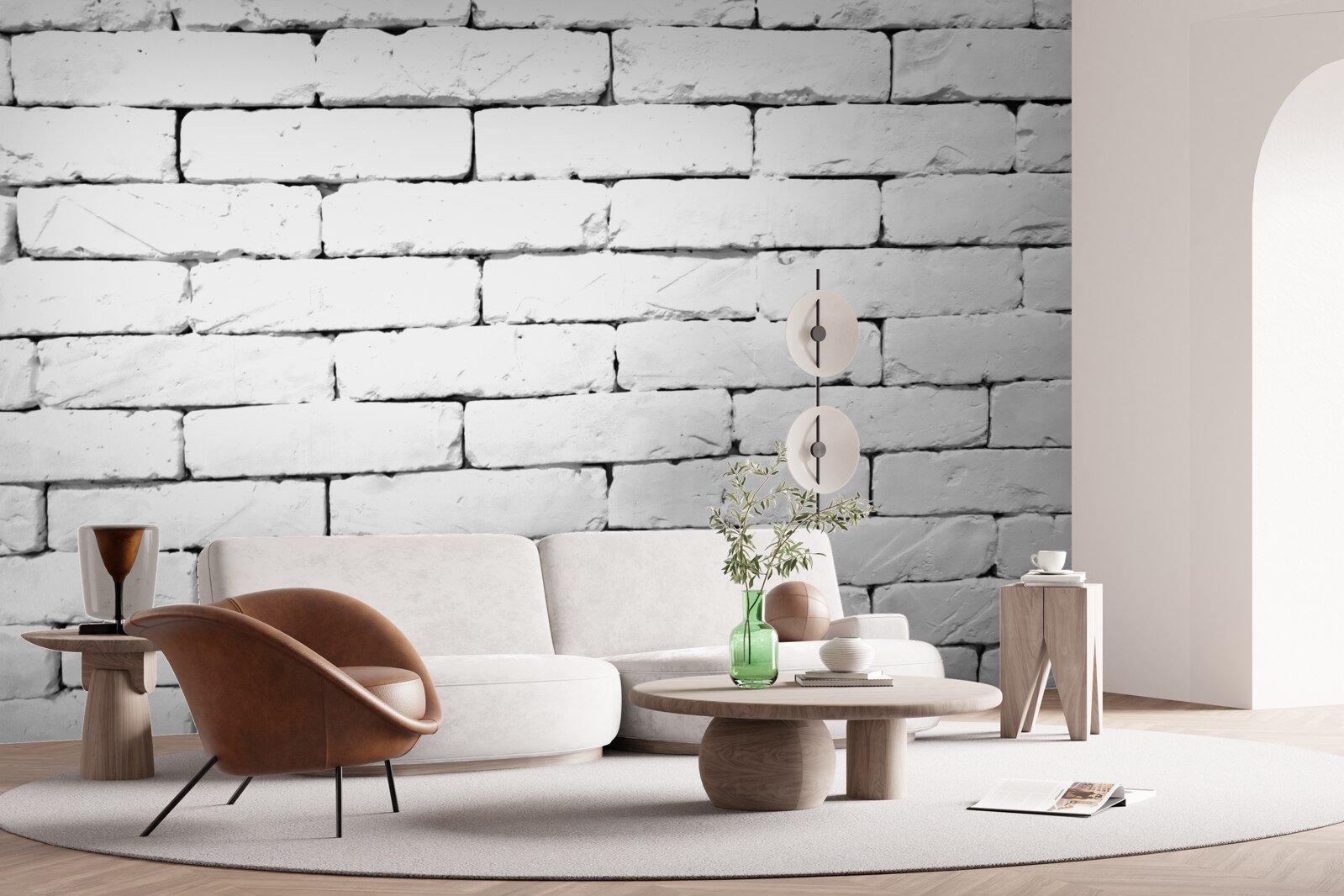 Фотошпалери Цегляна стіна, ретельно оброблена в білому кольорі