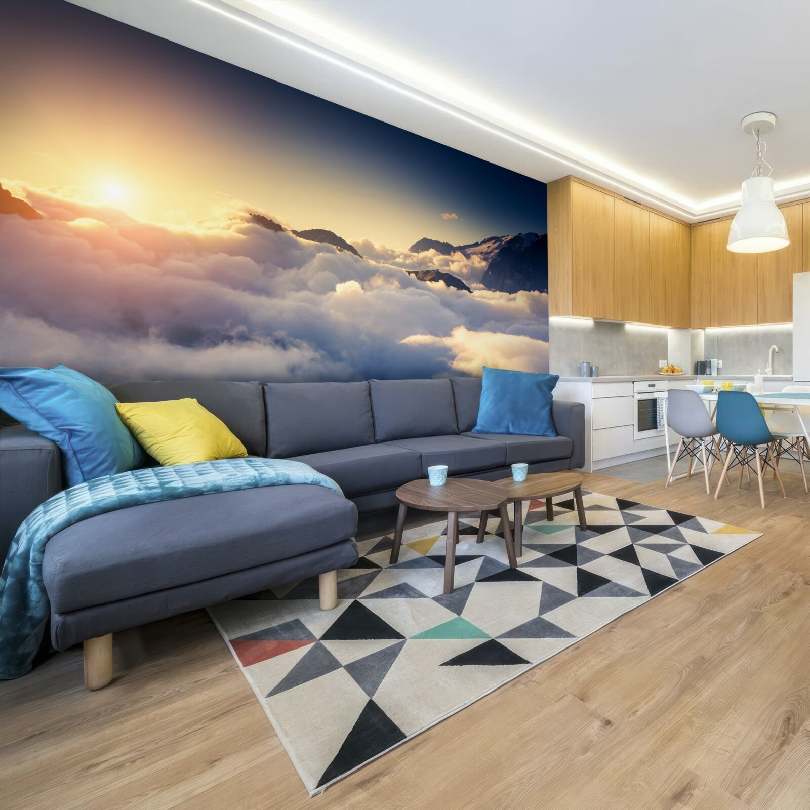 Фотошпалери хмари на горизонті поглинають призахідне сонце