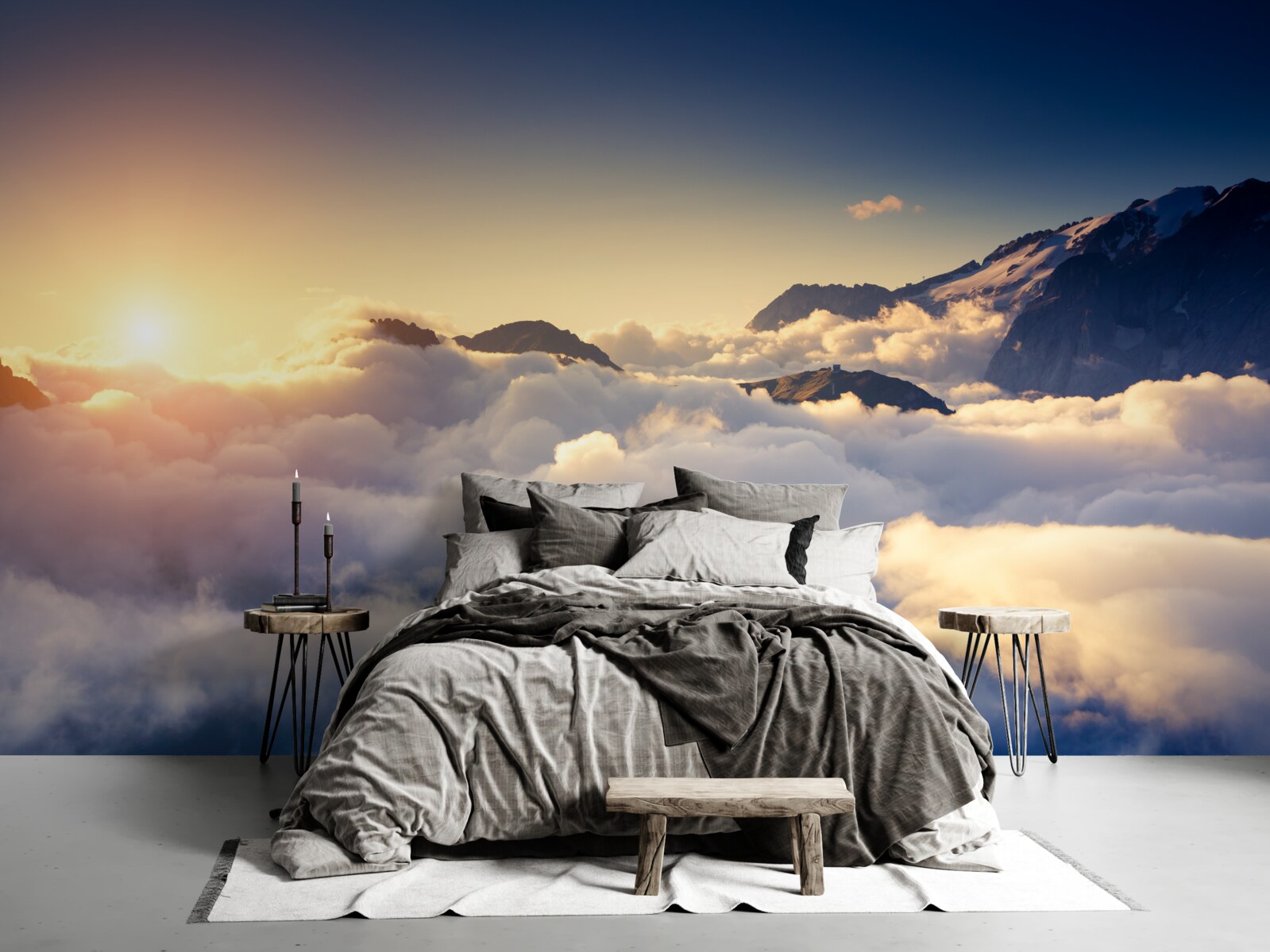 Фотошпалери хмари на горизонті поглинають призахідне сонце