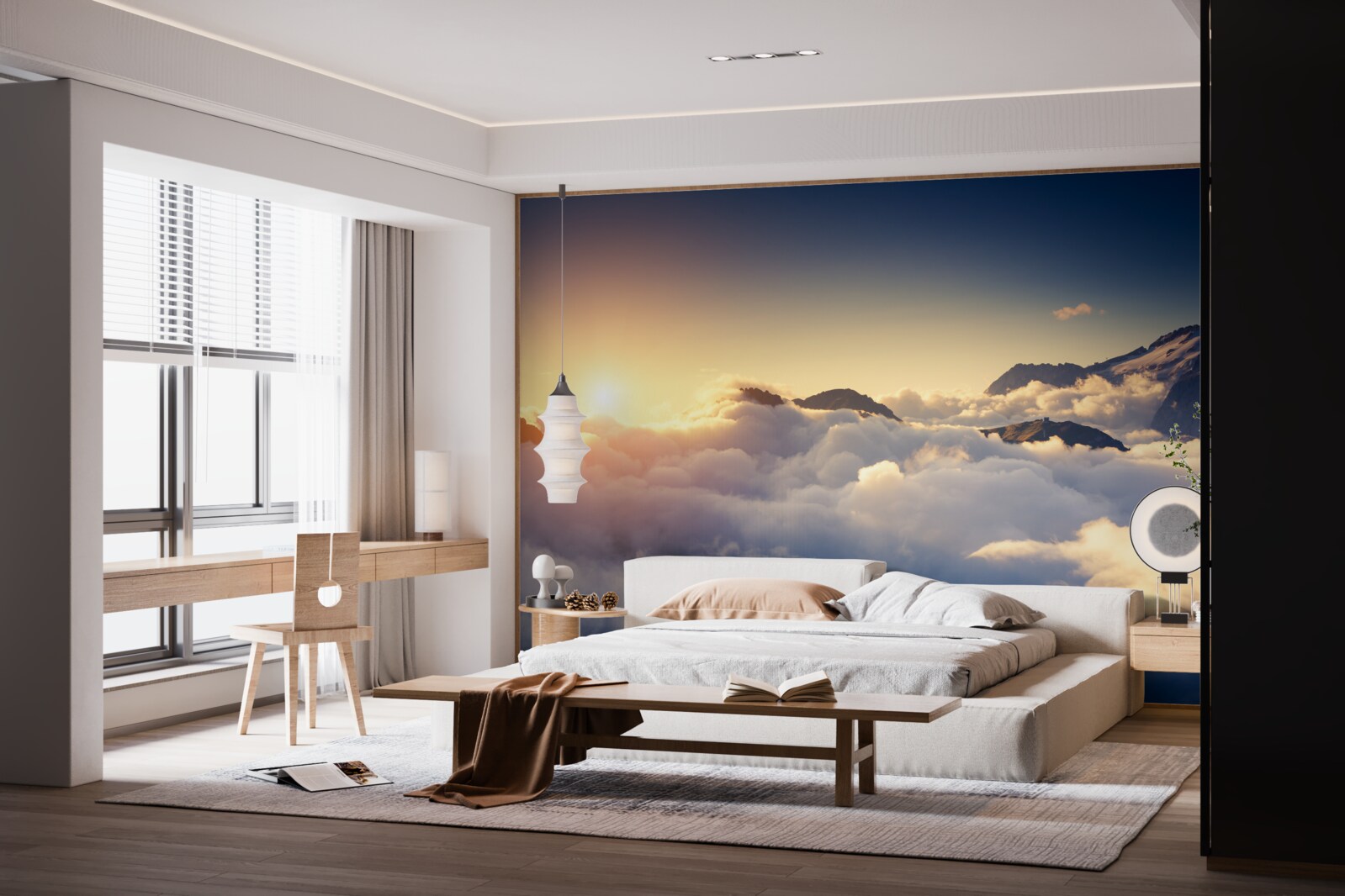 Фотошпалери хмари на горизонті поглинають призахідне сонце