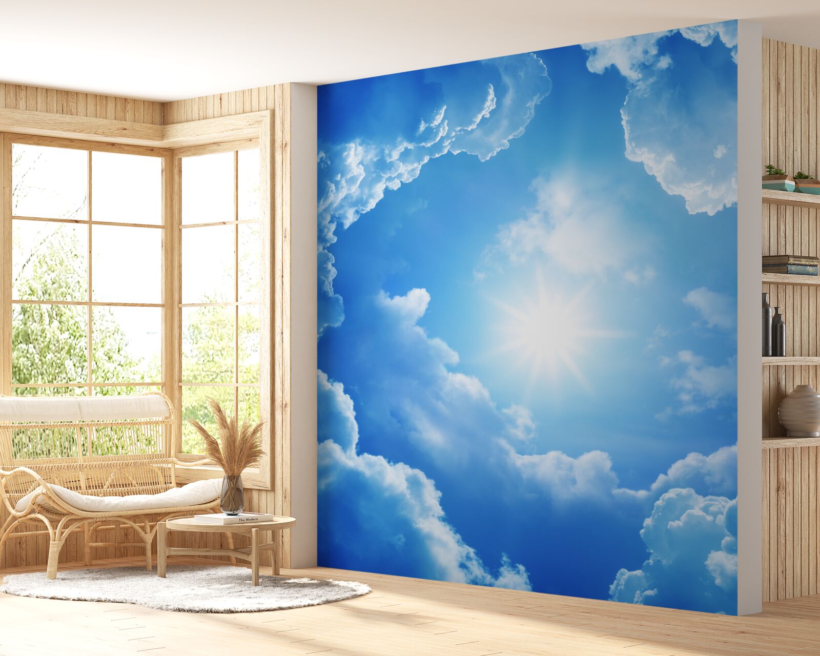 Фотошпалери Сяюче сонце посеред блакитного неба