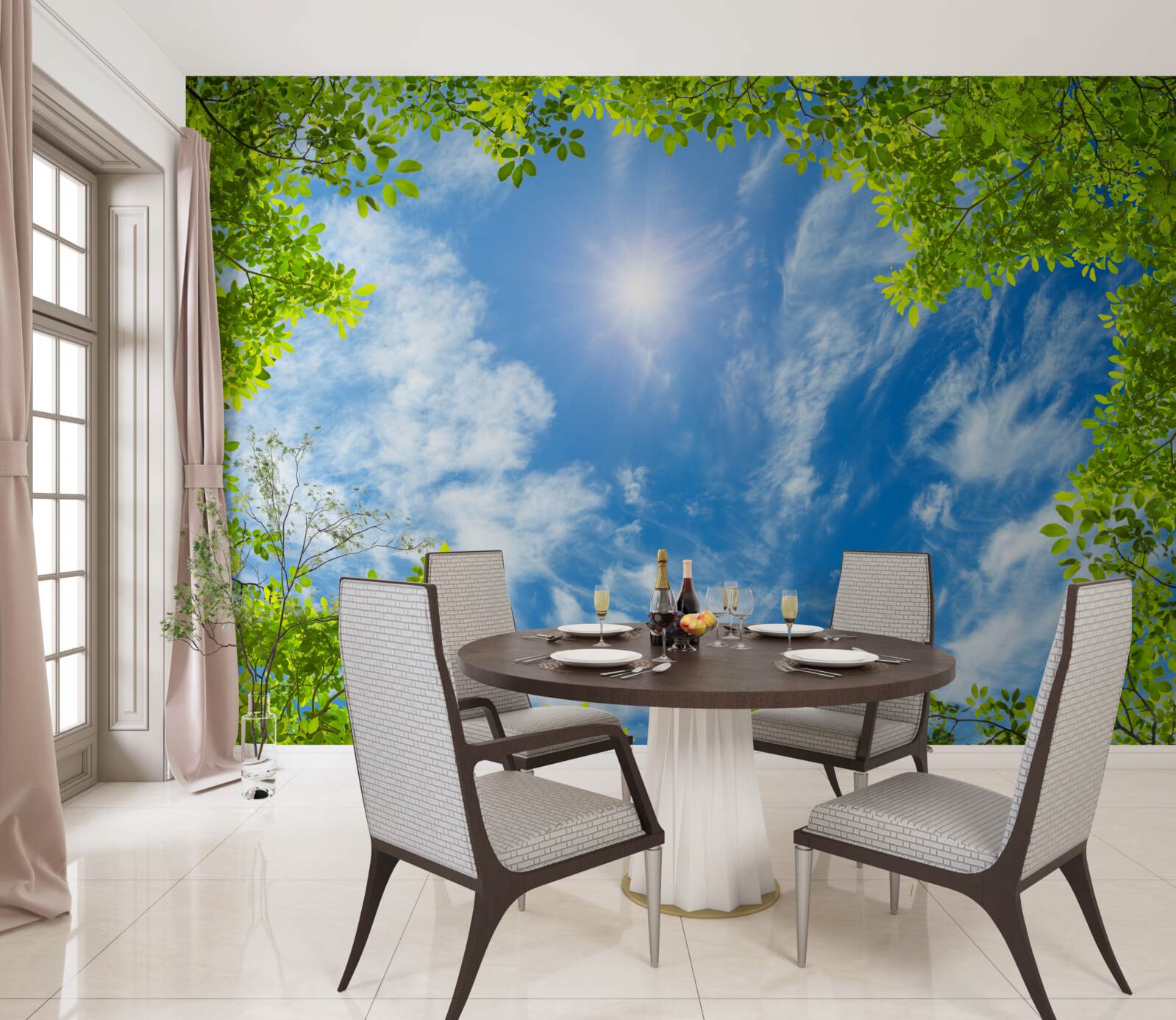 Фотошпалери зелень, в якій ховається сонце, і блакить неба