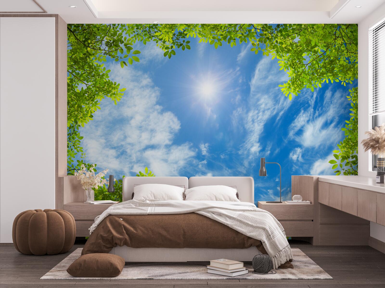 Фотошпалери зелень, в якій ховається сонце, і блакить неба