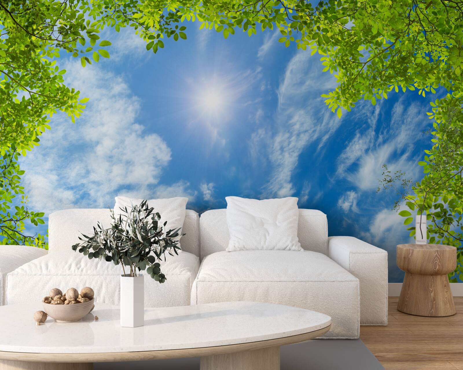 Фотошпалери зелень, в якій ховається сонце, і блакить неба