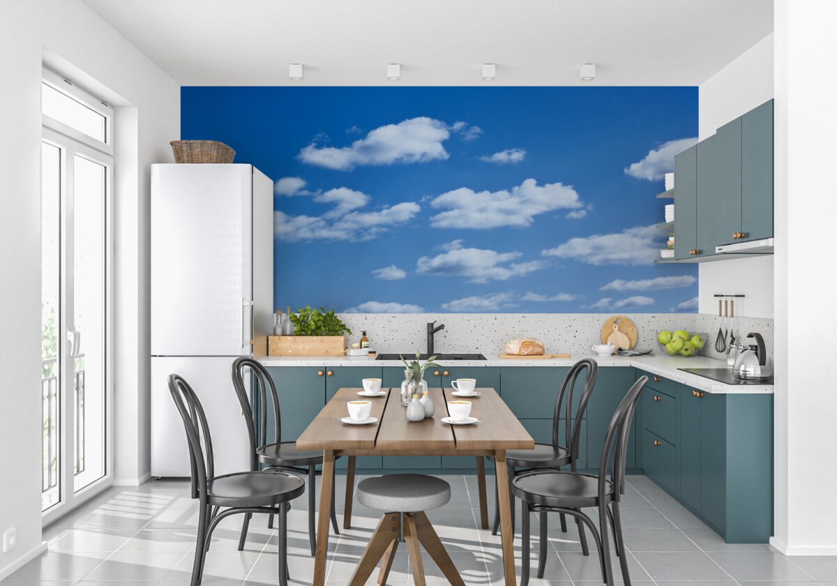 Фотошпалери білі хмари, що пливуть у блакитному небі