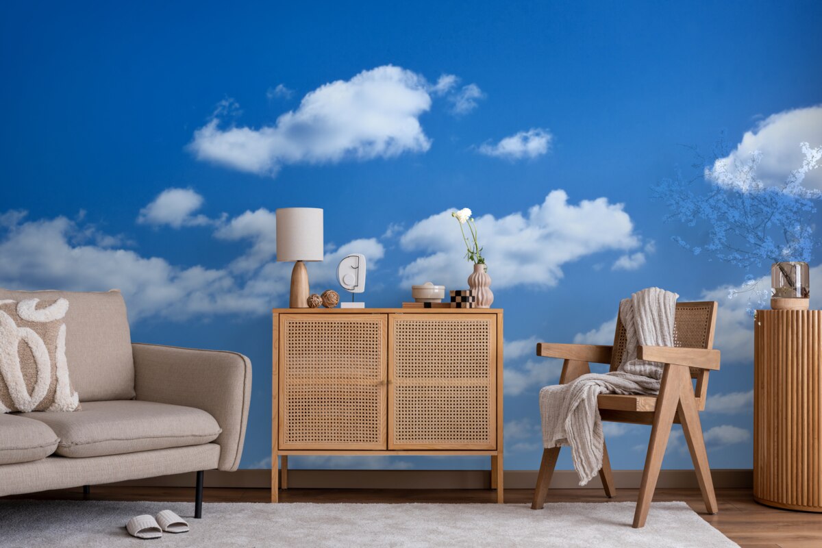 Фотошпалери білі хмари, що пливуть у блакитному небі