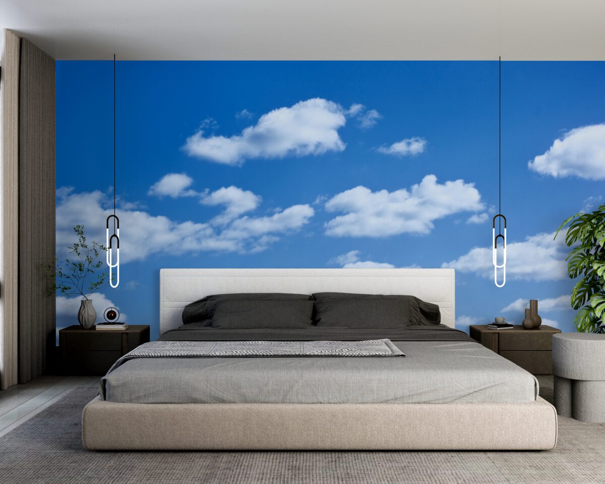 Фотошпалери білі хмари, що пливуть у блакитному небі