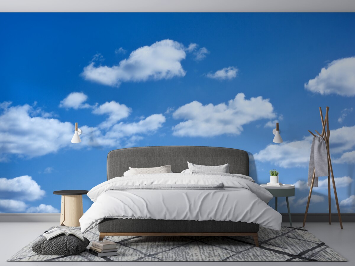 Фотошпалери білі хмари, що пливуть у блакитному небі