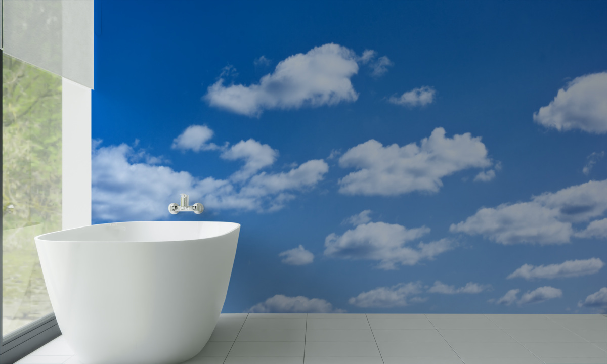 Фотошпалери білі хмари, що пливуть у блакитному небі