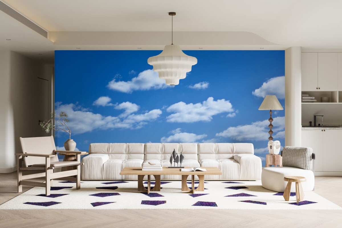 Фотошпалери білі хмари, що пливуть у блакитному небі