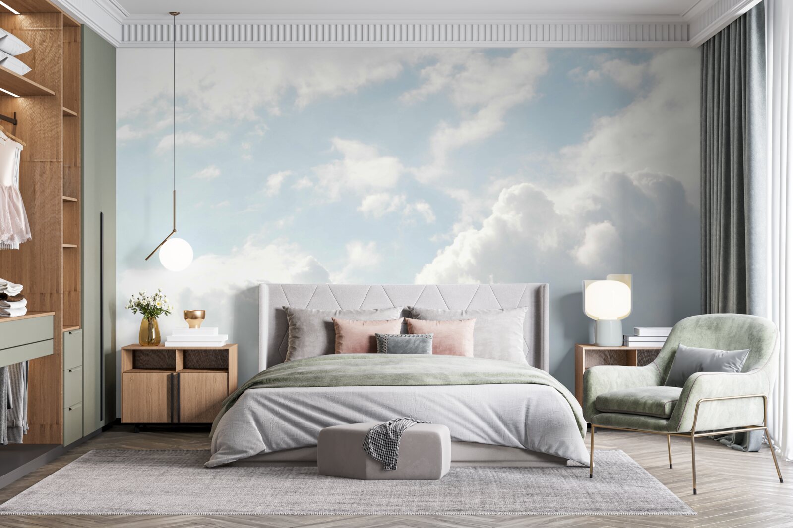 Фотошпалери густі молочні хмари