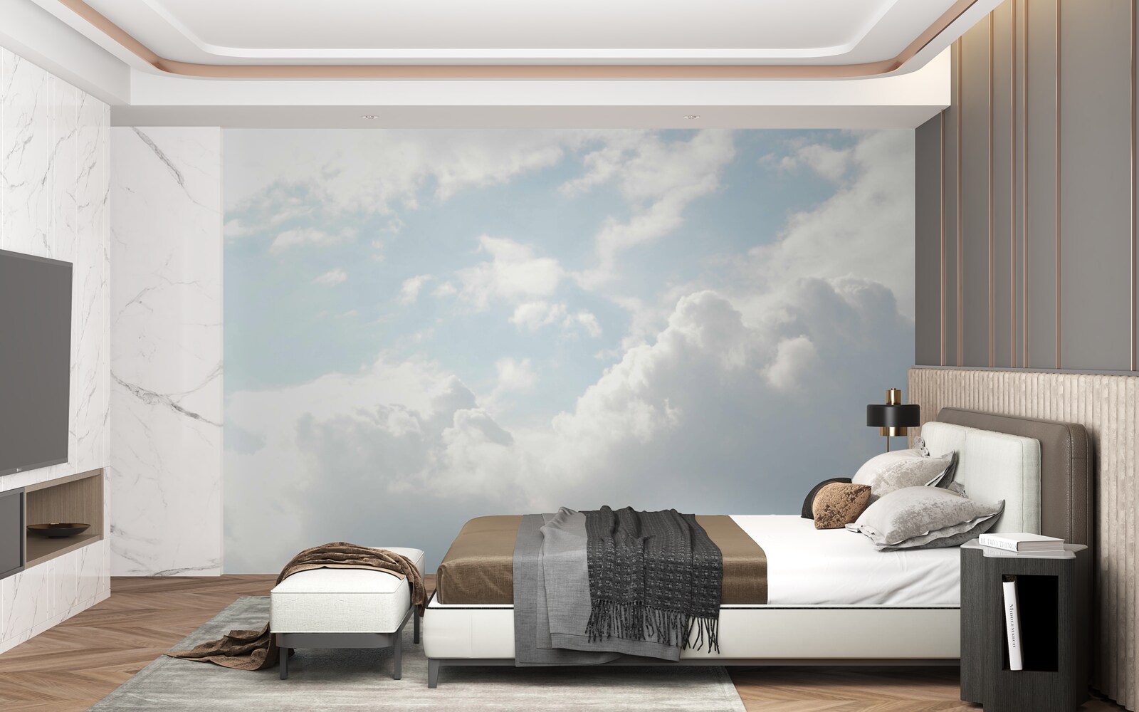 Фотошпалери густі молочні хмари