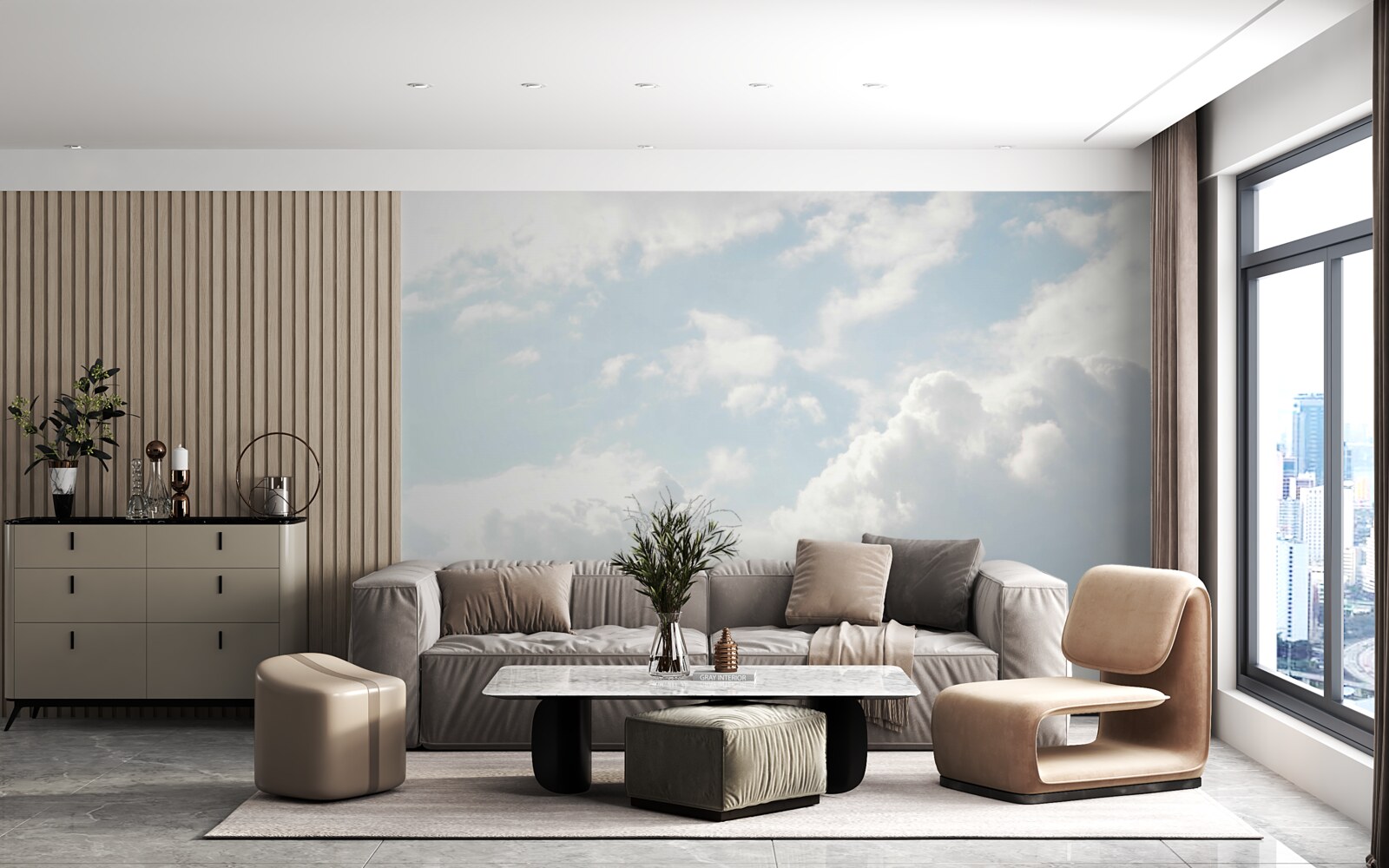 Фотошпалери густі молочні хмари