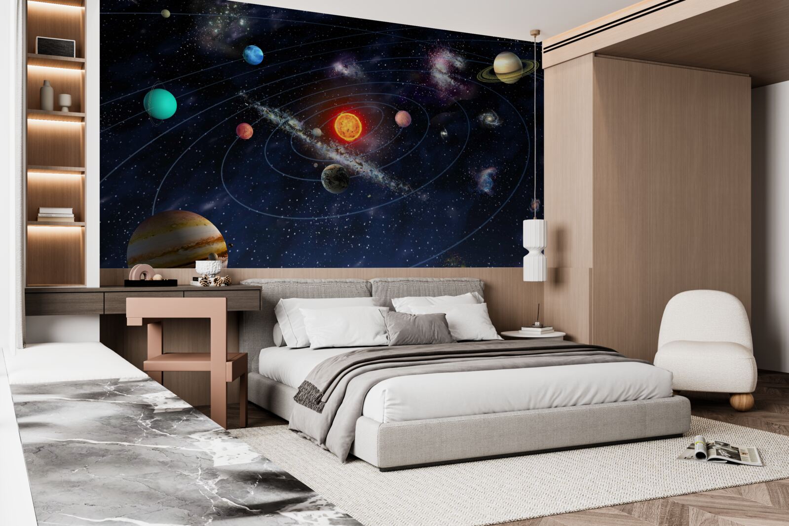 Фотошпалери планетарна схема в космосі