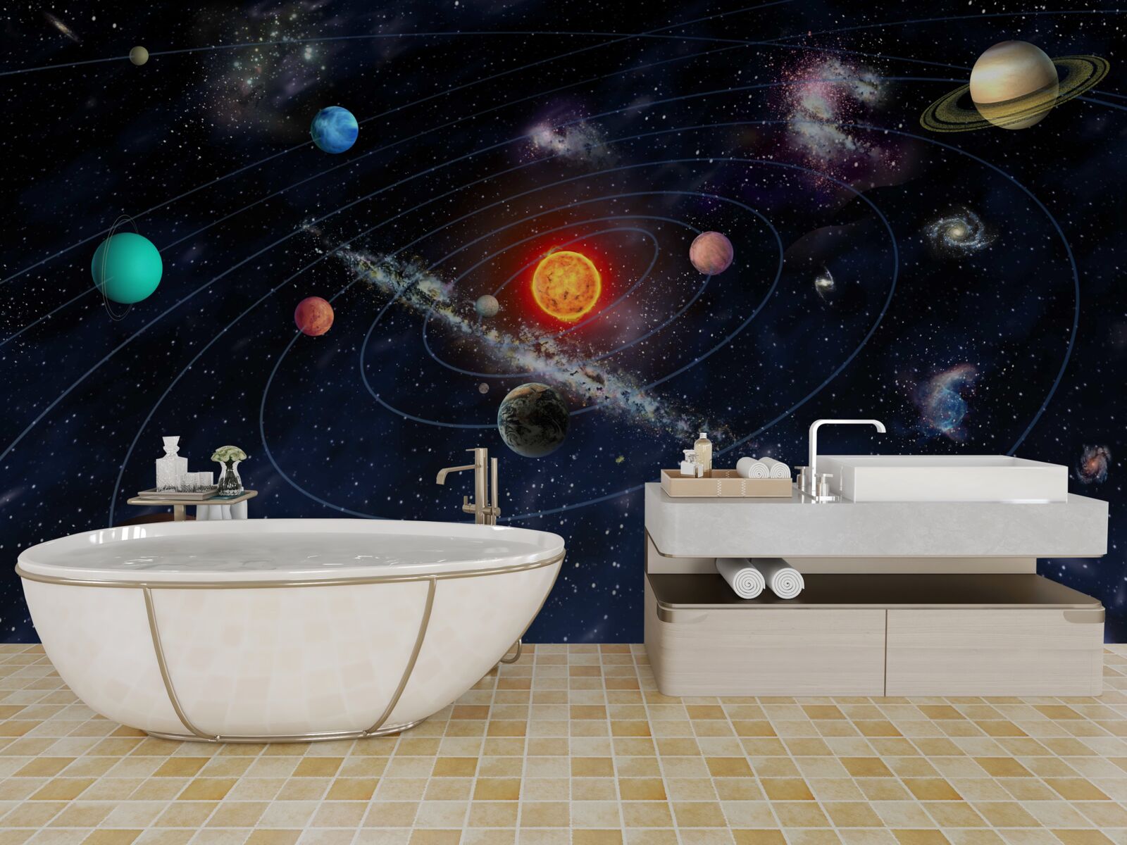 Фотошпалери планетарна схема в космосі