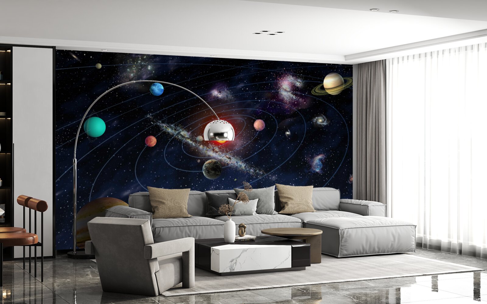 Фотошпалери планетарна схема в космосі