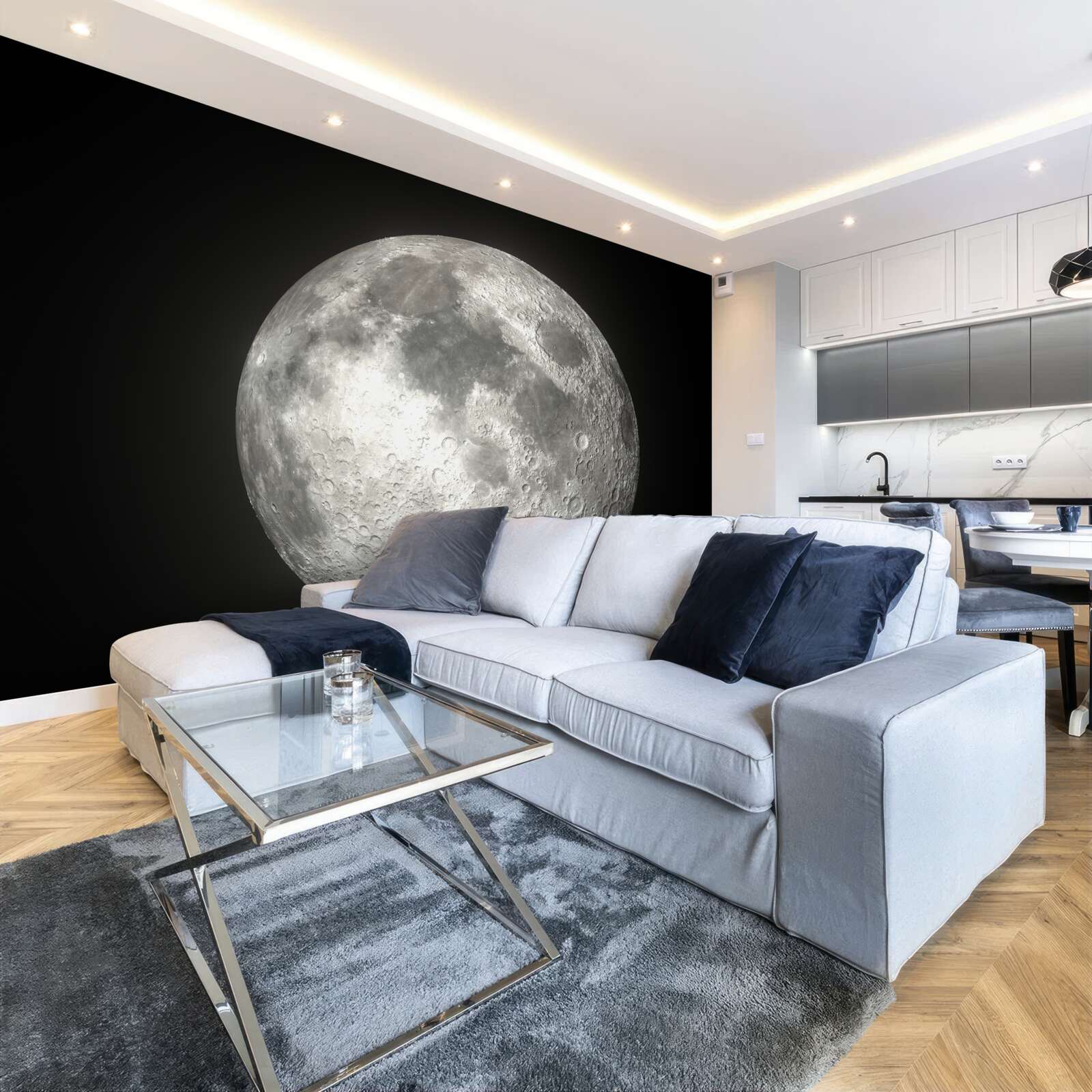 Фотошпалери чорне тло прикрашене неперевершеним повним місяцем