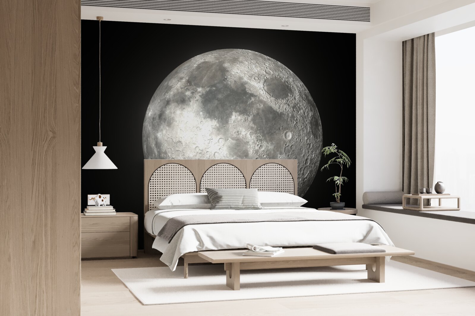 Фотошпалери чорне тло прикрашене неперевершеним повним місяцем