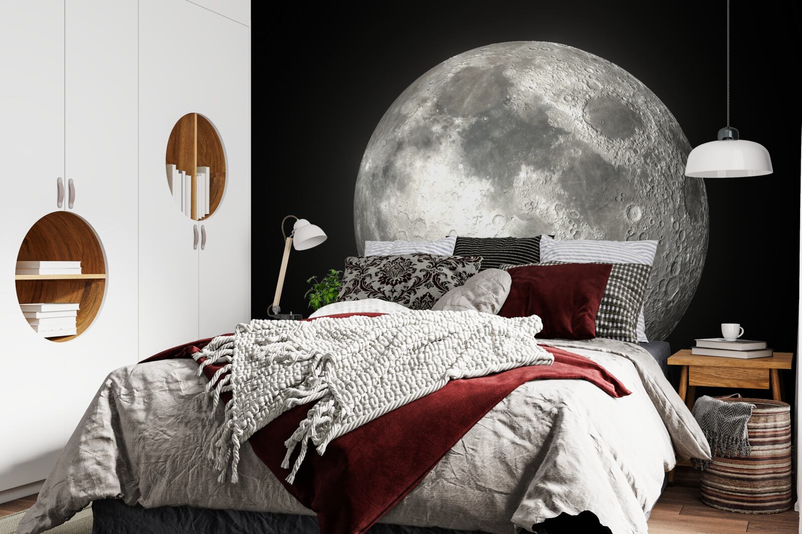 Фотошпалери чорне тло прикрашене неперевершеним повним місяцем